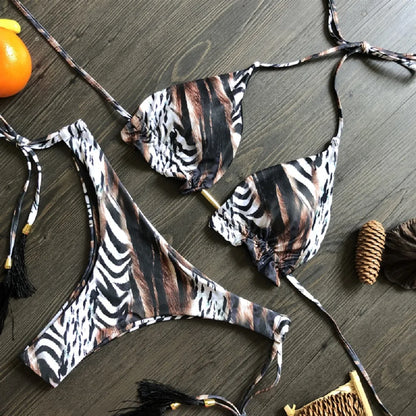 RUOTONGSEPT 2022 Striped Bikini Set Knotted Swimsuit Women Biquinis Beach Sexy Thong Swimwear Bandage Brazilian Mirco Bikinis