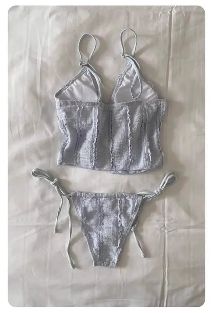 Sexy Three-Piece Bikini Swimsuit Women's Vacation Thermal Spring Separate Slimming Korean Ins High-End Feel Cross-Border