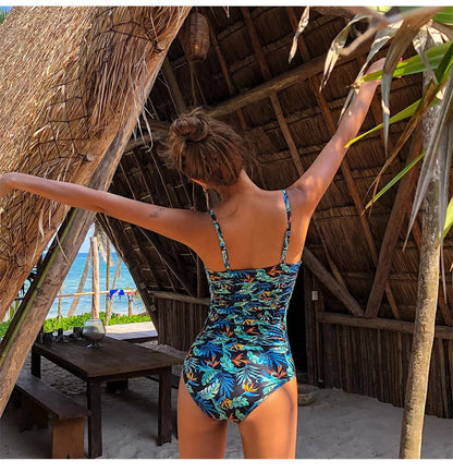 2024 Women One Piece Swimsuit Korean Red Beach Wear Tummy Control Bathing Suit Female Backless Monokini Padded Swimming Pool