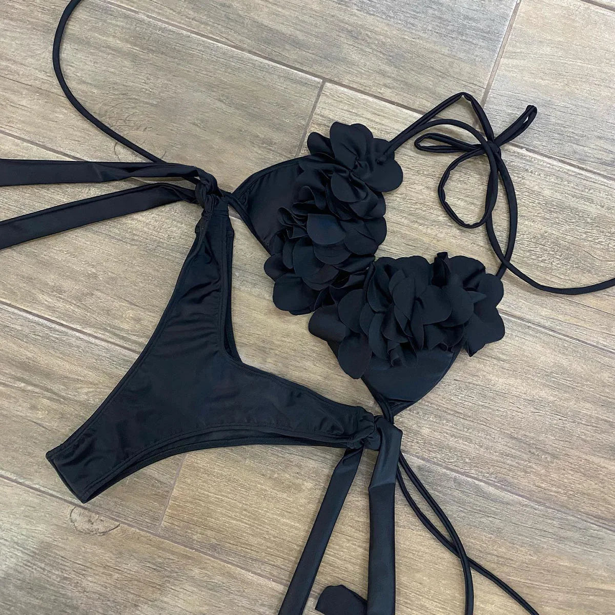 2025 Summer New Sexy Petal Push Up Backless Bikini Set Women Fashion Flower Ruffles Bikini Lady Solid Beachwear Bathing Suit