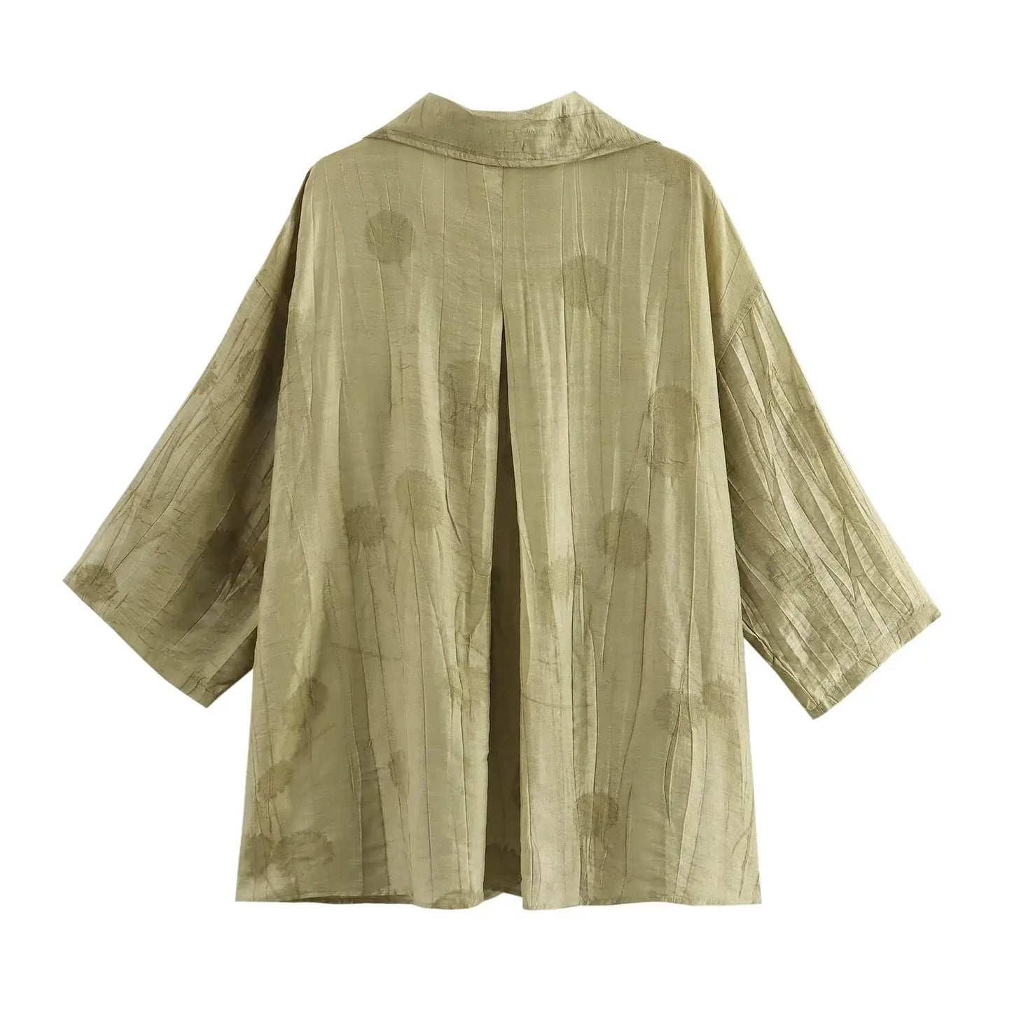 Women Print Long Pants Sets For Women Lapel Half Sleeve Single Breasted Shirts + High Waist Lace-Up Wide Leg Pants