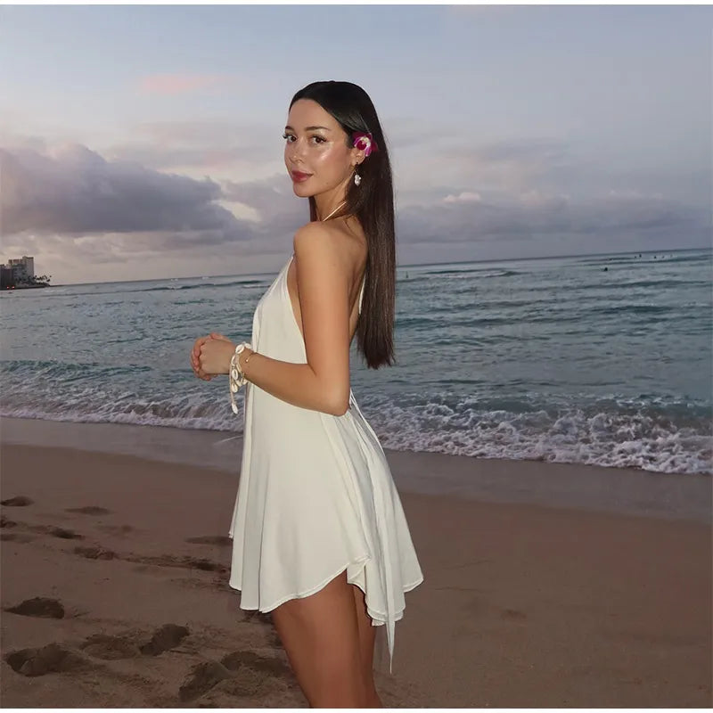 2025 Sexy Party Off Shoulder Dresses Women's Elegant Sleeveless Hollow Out Beach Dress Backless High Street Lady Summer Vestidos