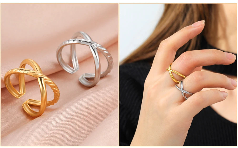 Skyrim Stainless Steel Women Rings Geometric Heart Aesthetic Adjustable Open Finger Ring Fashion Party Jewelry Gifts Wholesale