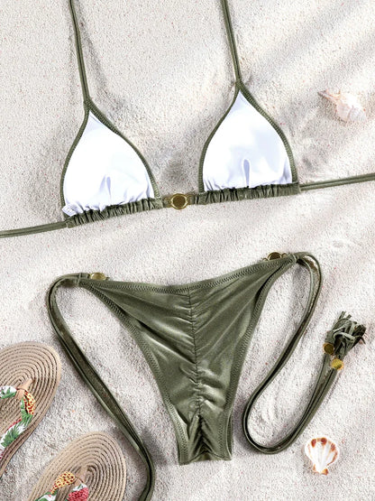 ZRTAK Two Piece Suit Bikinis 2025 Women Swimsuit Push Up Bathing Suit Sexy Bikinis Sets Swimwear Print Beachwear Solid Biquinis