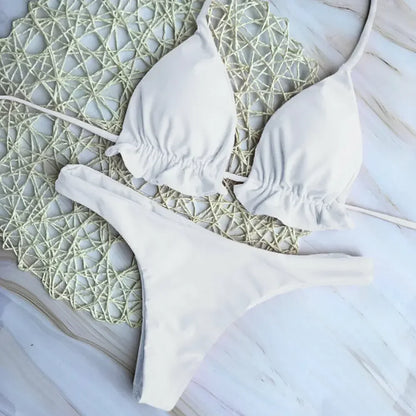 Summer Brazilian Bikini Set for Women Sexy 2 Pieces Set Push-up Swimwear Bandage Top Thong Bathing Suit Swimsuit Beachwear