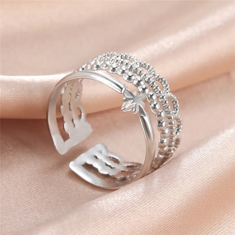 Skyrim Stainless Steel Women Rings Geometric Heart Aesthetic Adjustable Open Finger Ring Fashion Party Jewelry Gifts Wholesale