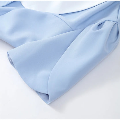 Elegant Lapel Short Sleeve High Waist One Button Dresses Fashion Bodycon Mini A-line Dress Summer New Lady Street Party Vestidos