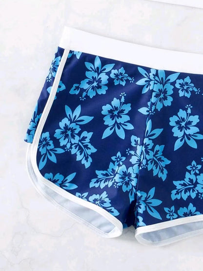 2025 Halter Sporty Bikinis Printed Swimsuit Women High Waist Shorts Swimwear Female Bathers Bathing Swimming Swim Suit Beachwear