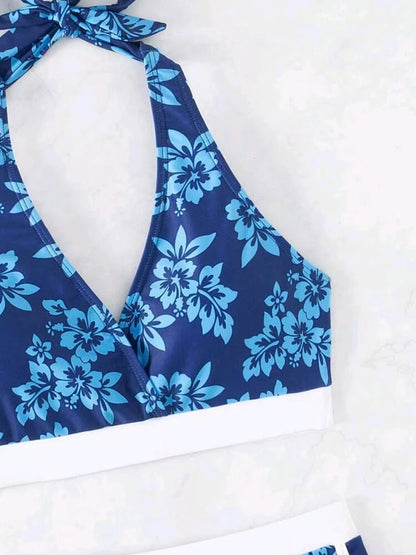 2025 Halter Sporty Bikinis Printed Swimsuit Women High Waist Shorts Swimwear Female Bathers Bathing Swimming Swim Suit Beachwear