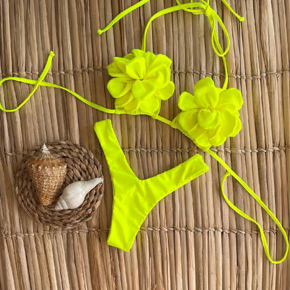 2025 Summer New Sexy Petal Push Up Backless Bikini Set Women Fashion Flower Ruffles Bikini Lady Solid Beachwear Bathing Suit