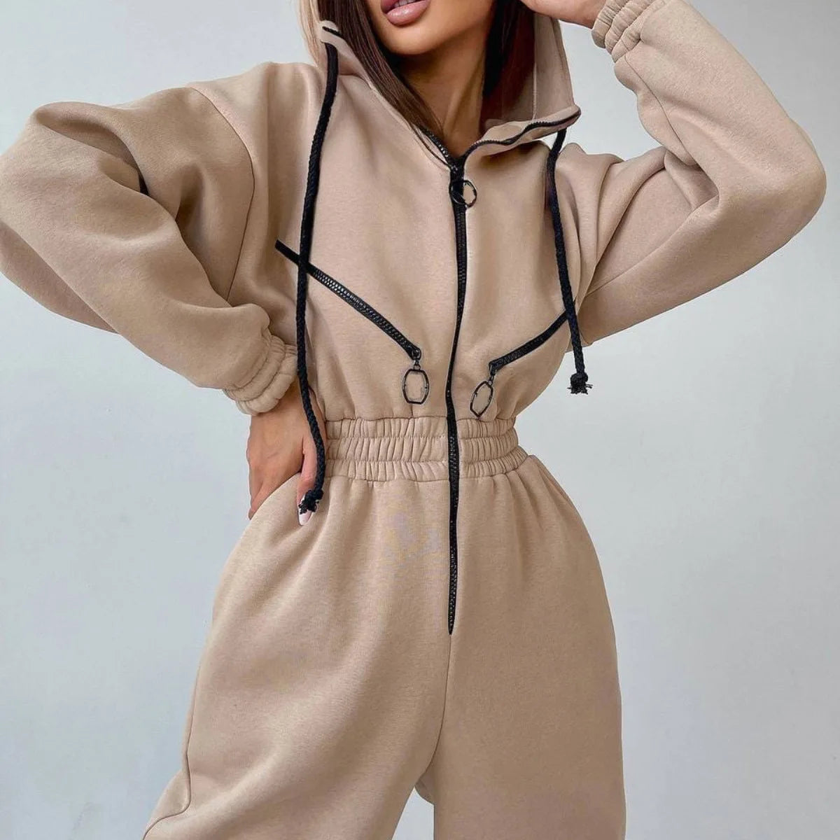 2023 Female Hoodies Jumpsuits One Piece Outfit Warm Fleece Sport Jumpsuit Women Sportswear Playsuit Long Sleeve Zipper Overalls