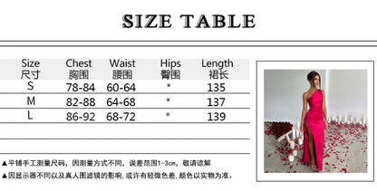 Summer Sexy One Shoulder Satin Long Dress for Women Sleeveless Backless High Split Party Evening Dresses Elegant Cocktail Dress