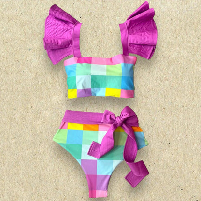 Two-Pieces Women Floral 2025 Push-Up Padded Bra Ruffles Bandage Bikini Set Swimsuit Swimwear Bathing Suit Beachwear Biquini
