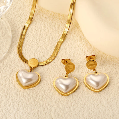 LUXUKISSKIDS Fashion Cubic Love Heart Minimalist Jewelry Set Necklace Earrings Bracelets Stainless Steel Women/Girls Accesories