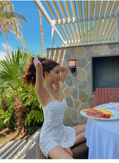 Sexy New One-Piece Swimsuit Women's Strapl Gathered Ba Batherie Thermal Belly Covering Slimming Casual Swimwear