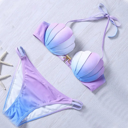 New Arrival Gradient Shell Bikini Swimsuit 4 Styles Mermaid Swimwear Special Offer Women's Fashionable Beachwear from China