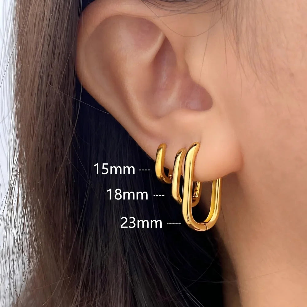 2/6PCS Mariasz Minimalist Stainless Steel Huggie PVD Plated Gold Color Square Hoop Earrings for Women Men Classic Jewelry