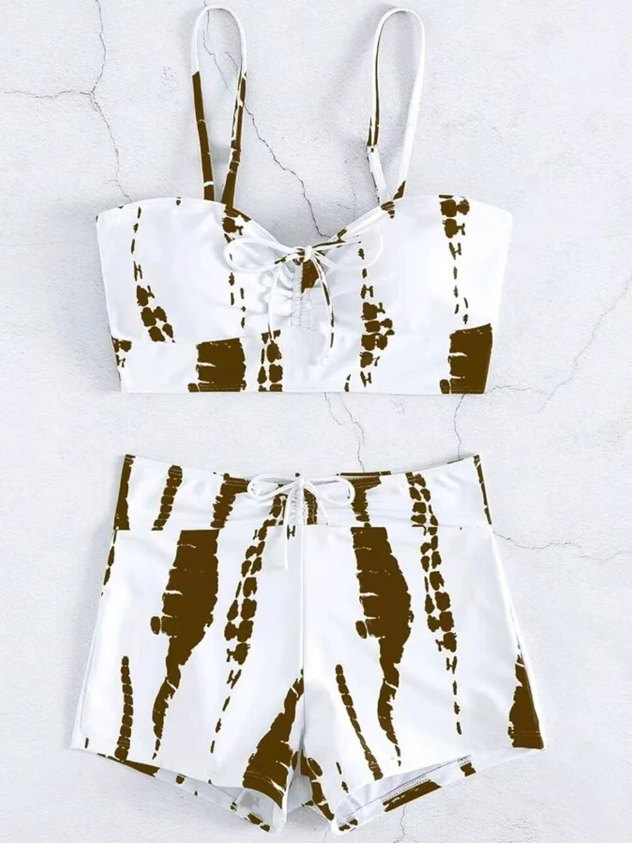 2025 Print High Waist String Two Piece Bikini Women Swimwear Female Swimsuit Bathers Bathing Swimming Suit Beachwear Summer
