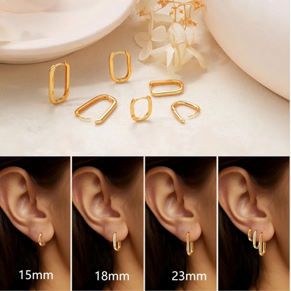 2/6PCS Mariasz Minimalist Stainless Steel Huggie PVD Plated Gold Color Square Hoop Earrings for Women Men Classic Jewelry