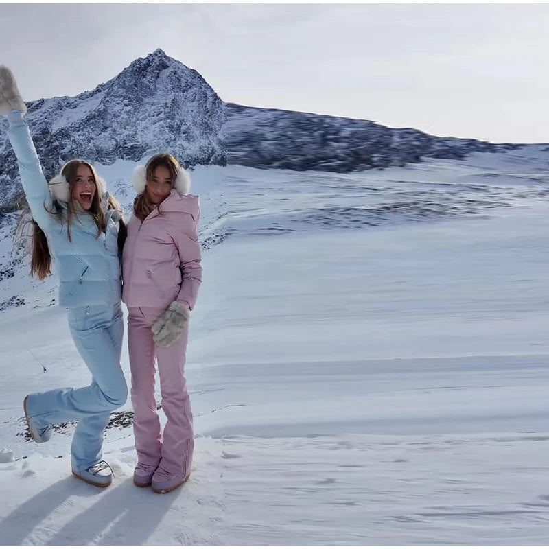 Cotton Ski Women's Winter Jumpsuit Sets Zipper Loose Jacket Straight Pants Suits Skiwear Snow Commute Street Outdoors Romper