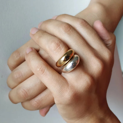 SUNIBI Fashion Simple Stainless Steel Rings for Women Arc Rings Jewellery Couple Anniversary Geometric Ring Size 5 6 7 8 Jewelry