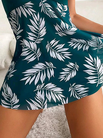 2025 Short Dress Tankini With Shorts Swimsuit Women Swimwear Female Padded Printed Bathing Swim Suit Swimming Beachwear Summer