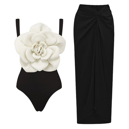 2025 3D Flower Bikini Set With Cover Up Luxury Swimsuit Women Sexy Floral Swimwear High Waist Monokini Desire Bodysuit Swim Suit