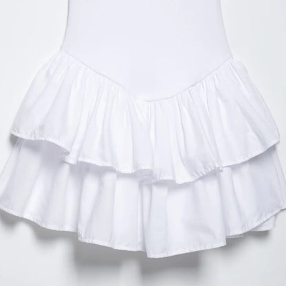 Women's Dresses 2025 Halter Pink Mini Dresses Chic v Neck Layer Ruffles Hem Dress A Line Vestido Summer Ladies Street Party Wear