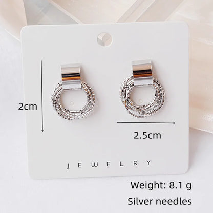 Vintage Metal Round Drop Earrings for Women Trendy Party Geometry Statement Jewelry Multilayer Small Circle Dangle Earrings
