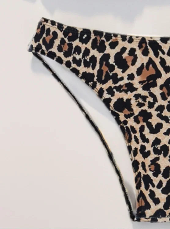 2024 New Bikini Set Leopard Slips Sexy Cross-Border European American Fast Selling Two-Piece Swimsuit Women's