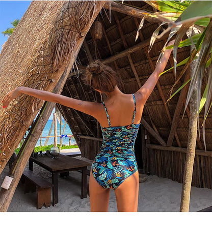 2024 Women One Piece Swimsuit Korean Red Beach Wear Tummy Control Bathing Suit Female Backless Monokini Padded Swimming Pool