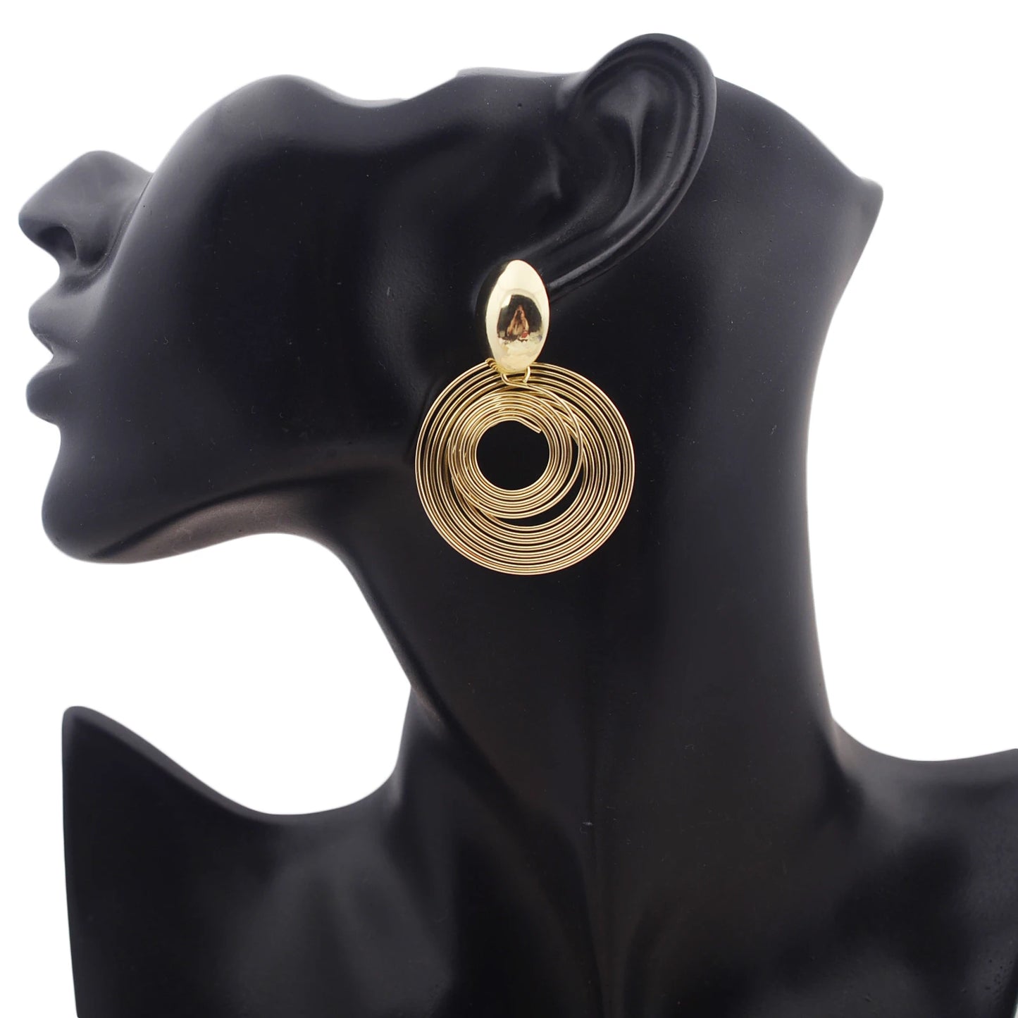 Two-layers Circles Women's Hanging Earrings Gold Color Silver Color Metal Spiral Pendants Dangle Earrings for Female European