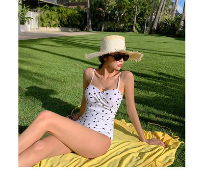 2024 Women One Piece Swimsuit Korean Red Beach Wear Tummy Control Bathing Suit Female Backless Monokini Padded Swimming Pool