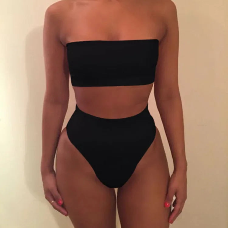 Sexy Solid Color Bikini Set Two-Piece Swimsuit Spring Summer New Arrival Women's Fashionable Swimwear Pure Color Divided Suit