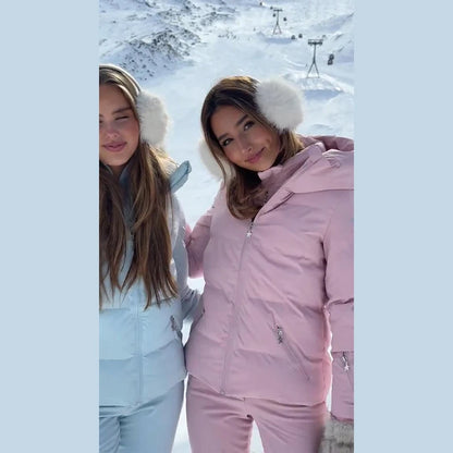 Cotton Ski Women's Winter Jumpsuit Sets Zipper Loose Jacket Straight Pants Suits Skiwear Snow Commute Street Outdoors Romper