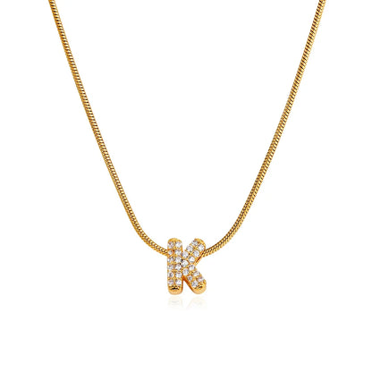 Fashion Tiny CZ Zircon Initial Alphabet Pendant Neckalce Gold Plated Stainless Steel A-Z Letter Necklaces Birthday Gifts Jewelry