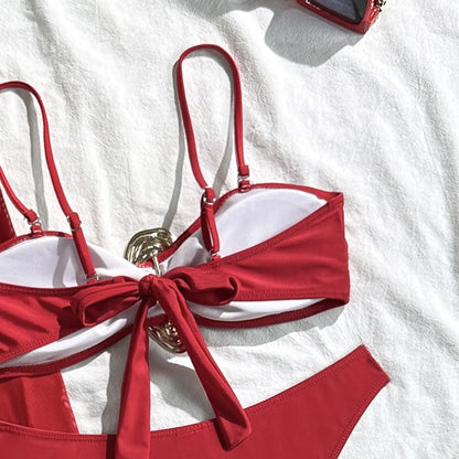 Vintage White Swimsuit Women Metal Oyster Buckle Push Up Mesh Long Skirt 3 Piece Bikini Set 2025 Holiday Bathing Suit Swimwear