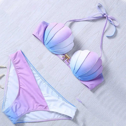 New Arrival Gradient Shell Bikini Swimsuit 4 Styles Mermaid Swimwear Special Offer Women's Fashionable Beachwear from China