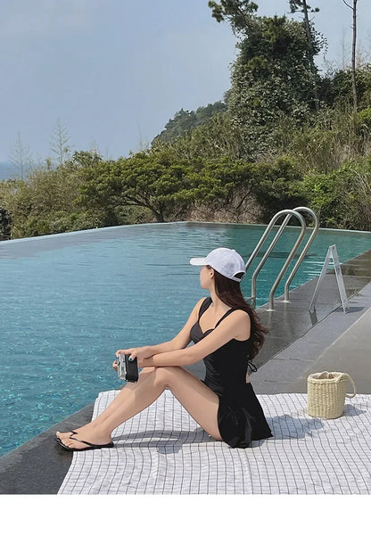 New Summer Women's Solid Color One-piece Swimsuit Slimming and Sexy Backless Tight Swimsuit Outdoor Party Pool Swimsuit