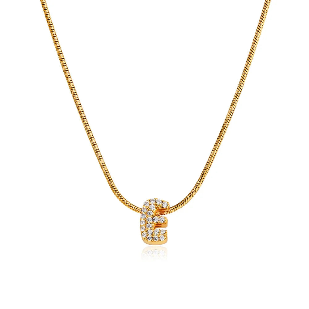 Fashion Tiny CZ Zircon Initial Alphabet Pendant Neckalce Gold Plated Stainless Steel A-Z Letter Necklaces Birthday Gifts Jewelry