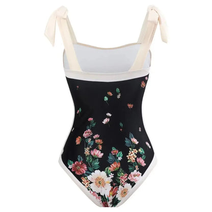 Conservative Bikini One-Piece Swimsuit with Beach Skirt Shantung Wrap for Hot Springs Women's Fashion Swimming Costume