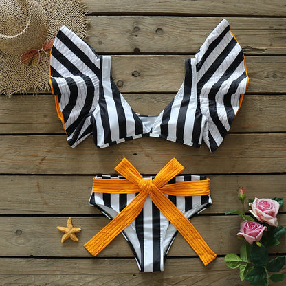 2025 Print Bikini Women Swimwear Push Up Swimsuit High Waist Biquini Halter Backless Bathing Suit Ruffle Beach Wear Summer