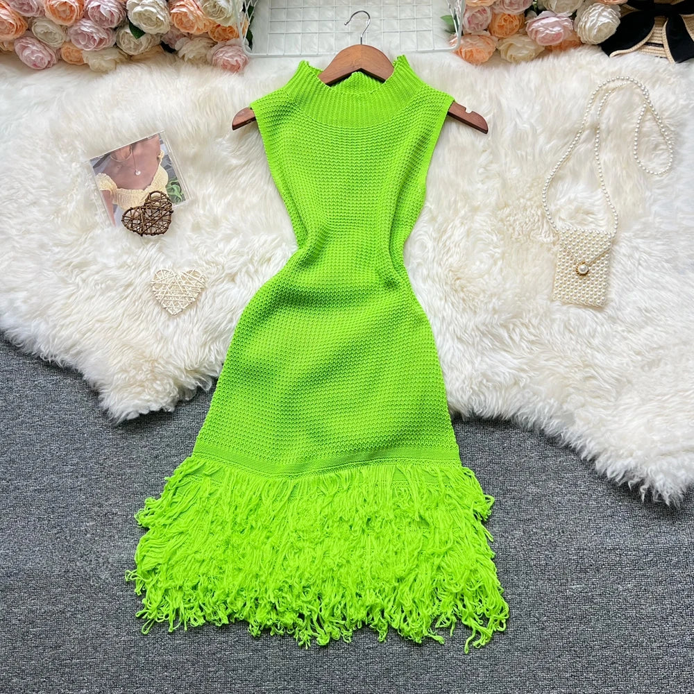 YuooMuoo Women Dress 2025 New Summer Fashion Sexy Openwork Stitching Sleeveless Bodycon Party Dress Korean Lady Beach Vestidos