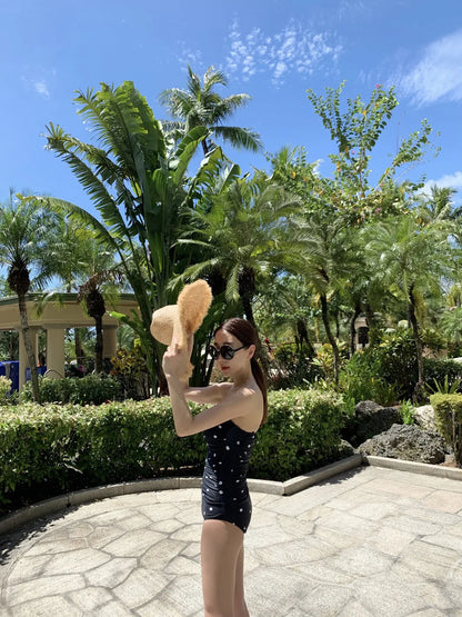 2024 Women One Piece Swimsuit Korean Red Beach Wear Tummy Control Bathing Suit Female Backless Monokini Padded Swimming Pool