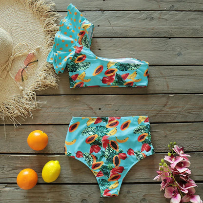 2025 Print Bikini Women Swimwear Push Up Swimsuit High Waist Biquini Halter Backless Bathing Suit Ruffle Beach Wear Summer