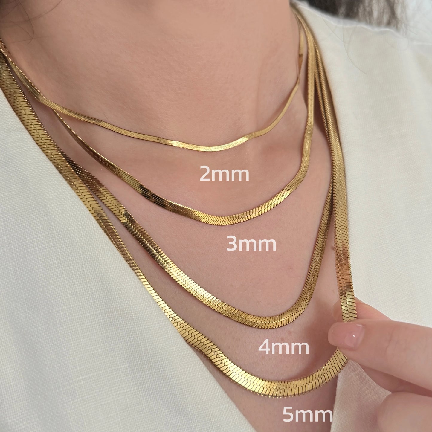 Minimalist Unisex Snake Chain Necklace Choker Stainless Steel Herringbone Gold Color Fashion Jewelry Gift For Her Women and Men