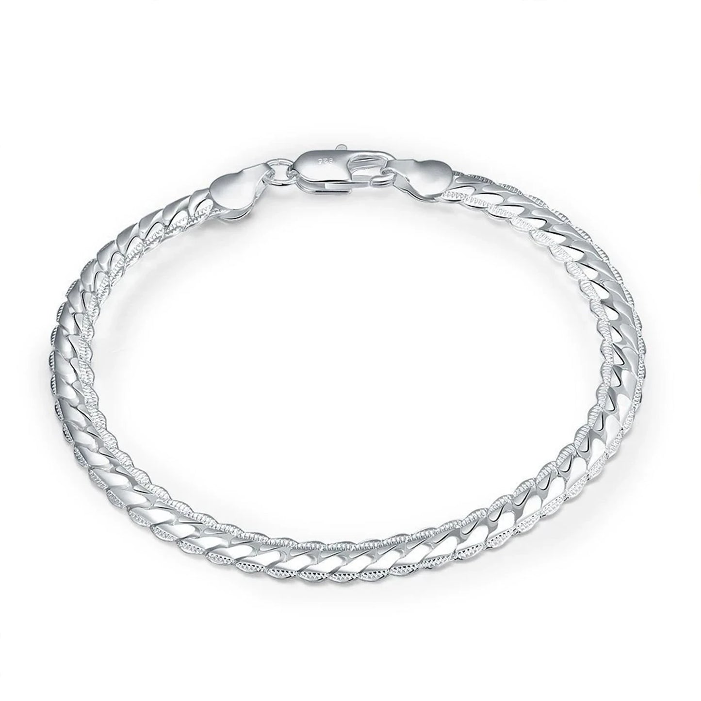 925 Sterling Silver 8/16/18/20/22/24 Inch 6mm Side Chain Necklace Bracelet For Woman Men Fashion Charm Wedding Jewelry