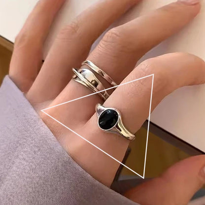 VENTFILLE 925 Sterling Silver Rings INS Fashion Hip Hop Vintage Couples Hollow Lines Punk Thai Silver Party Adjustable  Jewelry