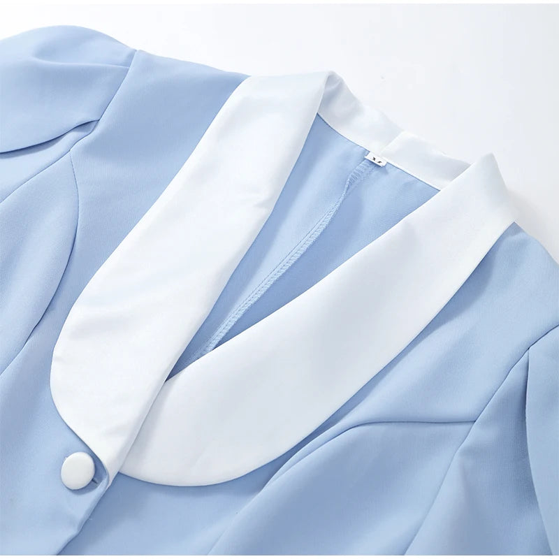 Elegant Lapel Short Sleeve High Waist One Button Dresses Fashion Bodycon Mini A-line Dress Summer New Lady Street Party Vestidos