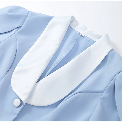 Elegant Lapel Short Sleeve High Waist One Button Dresses Fashion Bodycon Mini A-line Dress Summer New Lady Street Party Vestidos